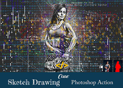 Code Sketch Drawing Photoshop Action manipulation