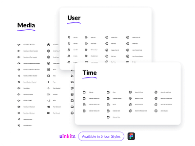 Figma Icons - Media Icons, User Icons, Time Icons bold figma figma icons icon icon design iconjar iconpack icons iconset library line thin icons ui design vector
