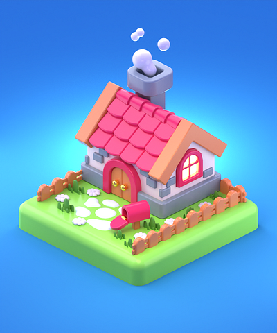 Cute House 3d 3d art 3d artist 3d design 3d illustration 3d isometric 3d model 3d modeling 3d modelling design game art game artist game design game dev game development illustration isometric lowpoly mobile game