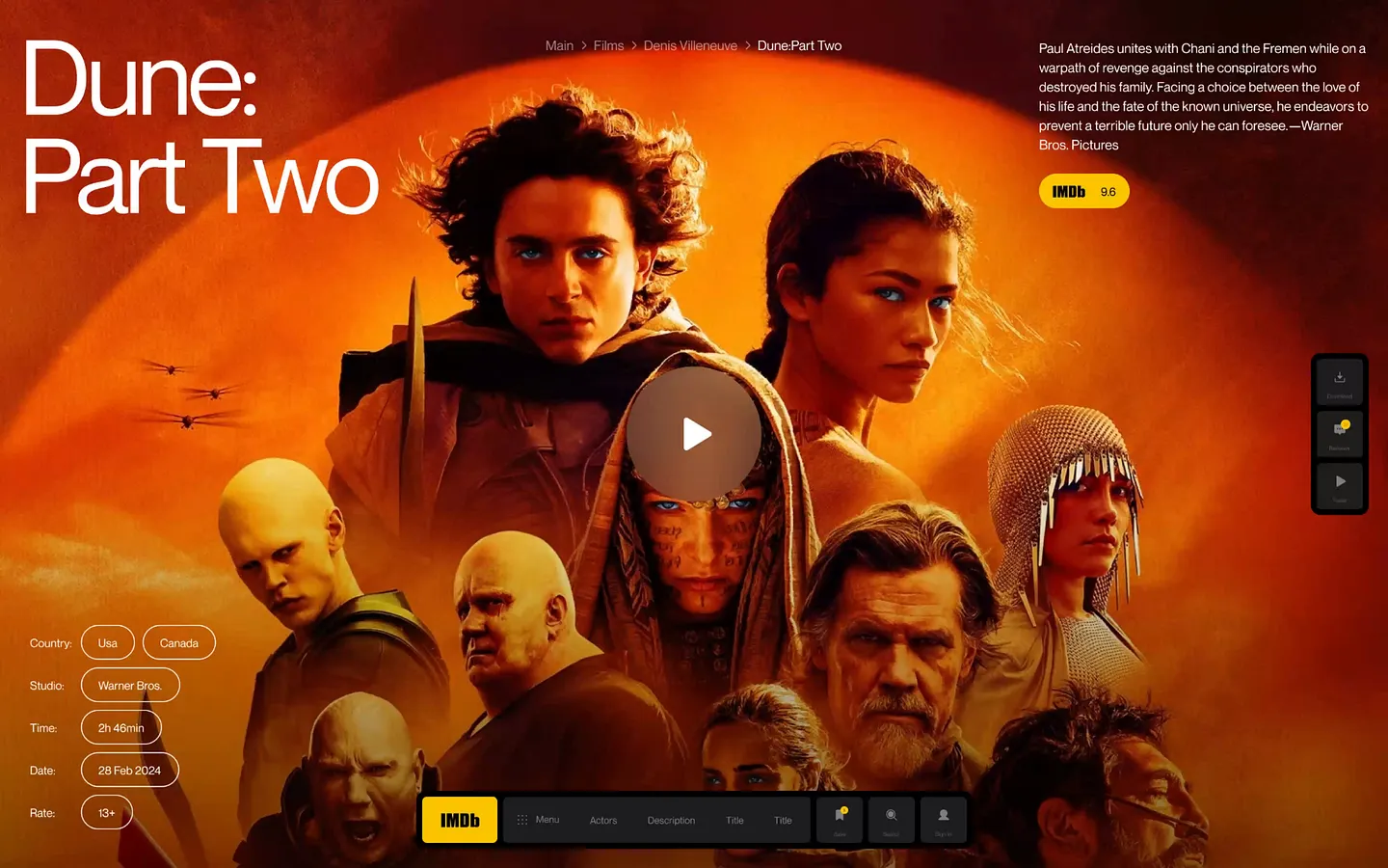 Stunning Movie Website Design: IMDB Redesign for Dune: Part Two