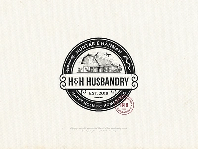 H&H Husbandry Farm barn logo brand identity branding etching farm logo hand drawn identity illustration logo logo design rustic logo vintage vintage logo