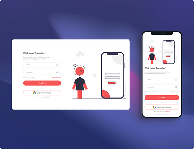 Login Page elegant figma graphic design hostel login mobile modern orange register signup travelling trending ui uiux web design