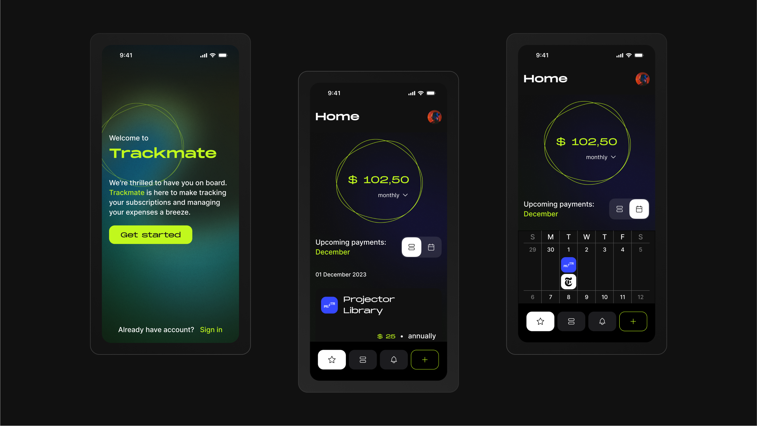 Subscription Tracking Mobile Application app graphic design ios mobile product design ui