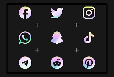 Holographic Social Media Icons design figma holographic