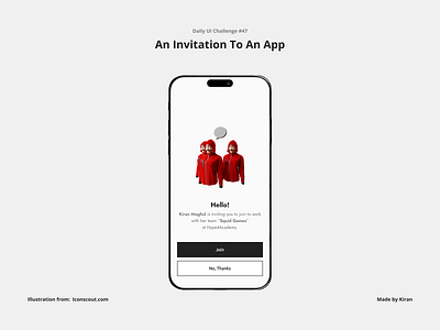 Daily UI Challenge #47 design illustration invitation invite invite a team member join mobile design squid games team member ui uichallenge ux uxdesigner uxui