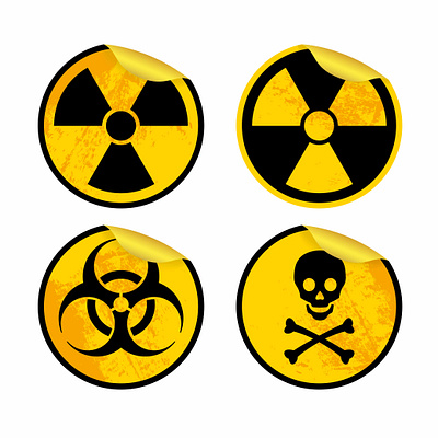 vector stickers with radiation danger signs graphics