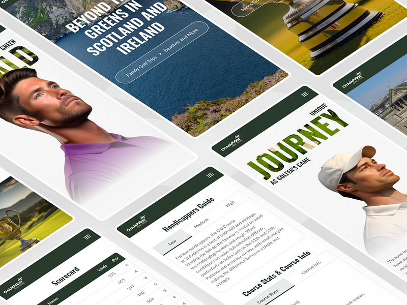 Champion Golf Tours website ai branding golf leisure travel ui ux web website