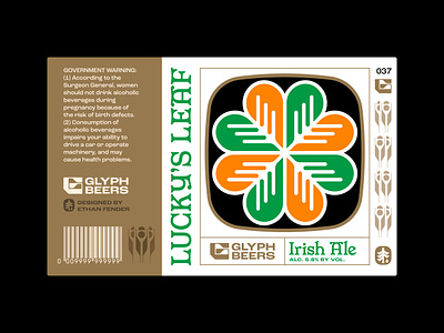 Glyph 37 4 leaf clover ale arbor beer beer label clover holiday icon ireland irish label design leaf logo luck nature packaging spring st patricks day symbol