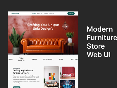 Modern Furniture Store Web UI animation branding dribbbleshowcase ecommercedesign freelanceing furnituredesign graphic design homedecor interiordesign responsivedesign sofa sofadesign ui uiux userinterface webui