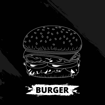 black burger with white outlines design graphic design illustration vector