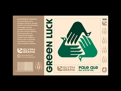 Glyph Beer 35 ale beer beer label bird birds environment hands icon label design logo luck nature packaging design pale ale prophecy recycle sigil sign symbol typography