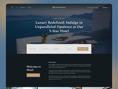 Hotel & Resort Landing Page booking booking platform branding figma graphic design landingpage product landing page tourism tourism landing page travel booking service ui user interface ux vacation web platform website