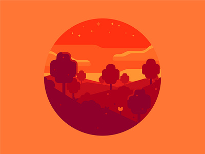 Landscape Icon | Day 17 affinity designer flat icon illustration landscape landscape icon nature red scene sunset trees vector