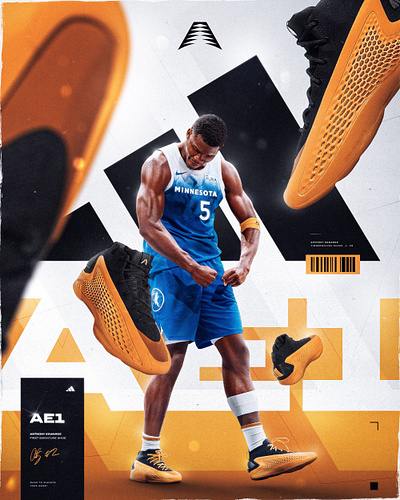 Anthony Edwards first shoe "AE1" anthony edwards athletics basketball graphic design nba poster poster design timberwolves