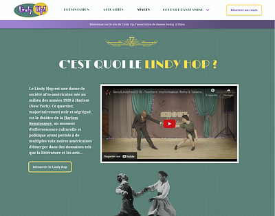 Lindy Up - Lindy Hop website redesign art deco branding danse design landing page retro vintage webdesign website