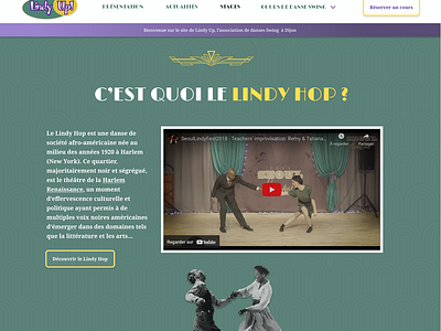Lindy Up - Lindy Hop website redesign art deco branding danse design landing page retro vintage webdesign website