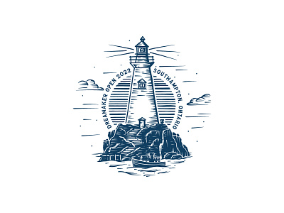 Dressmaker Open Disc Golf Stamp boat illustration lighthouse procreate vector