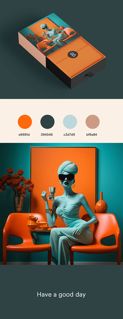 queen orange 3d graphic design lady orange packagingbox packagingondemand packagingunite teal