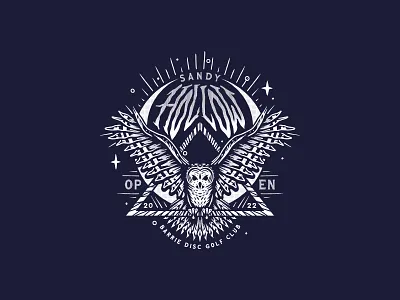 Barrie Disc Golf Stamp illustration moon owl procreate vector