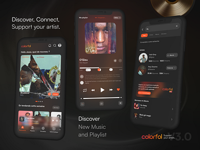 Colorfol — Music Streaming App black mobile music streaming ui