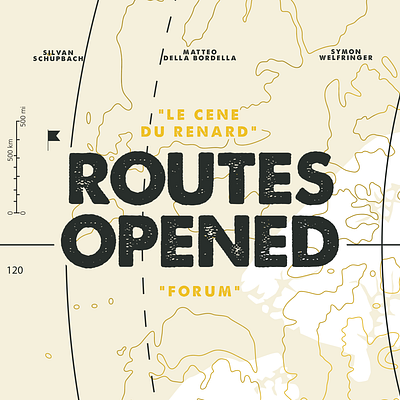 Routes Opened design flat illustration map minimal type typography vector