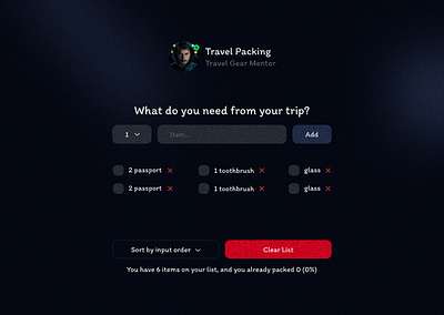 Travel Packing React.js App by shahrukapp react js app travel travel packing app