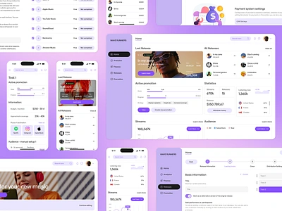 Musicians & Music Distribution Desktop and Mobile app design graphic design ui ux
