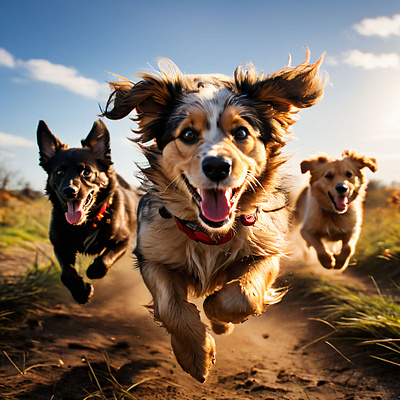 dogs running ai animal animation graphic design illustration