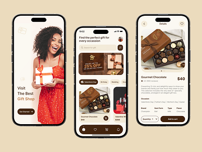 Gift Shop Mobile App - UI branding gift giftshop graphicdesign interactiondesign mobile app design mobileapp mobiledesign mobileui shopping socialmedia ui uidesign uiux uxdesign visualdesign