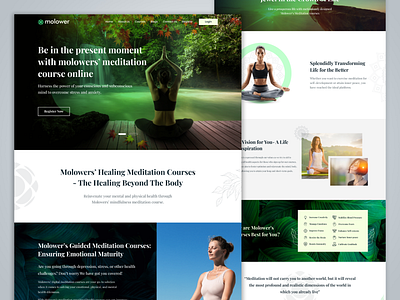 Website design for meditation course provider fitness website green website landing page meditation meditation website modern website ui design uiux design web design yoga website