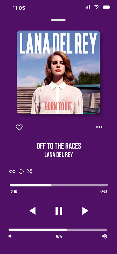 Daily ui #009 Music Player 009 app challenge dailyui design graphic design lanadelrey mobile music musicplayer ui uidesign