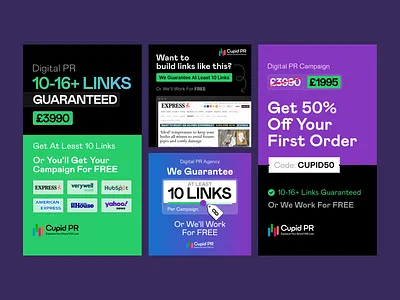 Cupid PR - Display ads ad ads ads design advertising asset assets banner banner ads creative creatives digital display ads google ad banner graphic design linkedin marketing