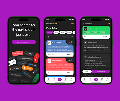 Job Portal App app design ui ux vector