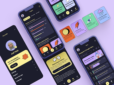 Pensario- mental health app branding illustration mobile app design mobile ui ui uidesign uxdesign