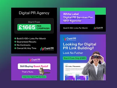 Cupid PR - LinkedIn ads ad image ads ads design banner ad banner ads branding creative design display ads google ad banner illustration linkedin meta