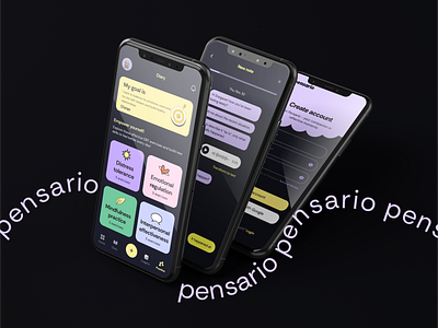 Pensario - mental health app branding illustration logo mobile app design mobile ui ui uidesign uxdesign