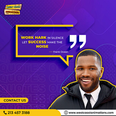 Quote of the Day I Work Hard branding design graphic design hard icon identity illustration logo noise silence success ui ux vector westcoast animations work