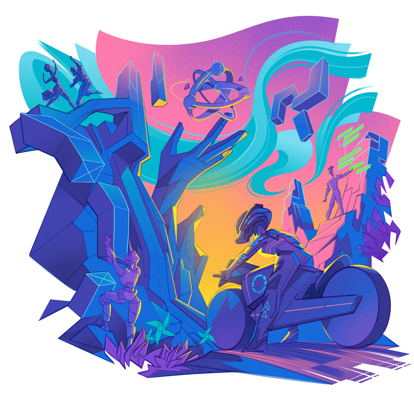 Inventing a Metaverse art astronaut biker character design fantasy hero illustration illustration metaverse scifi space colony space exploration