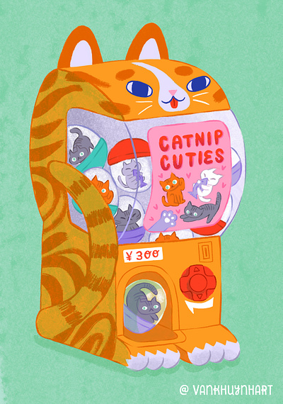 Catnip Cuties Gachapon Machine art artwork digital art digital illustration illustration