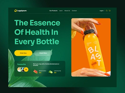 Juicier-Fresh Juice Website beverage design design drink ecommerce figma food and drink fruites fruity green homepage juice juice website landing page minimal orange order summer ui web design website