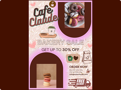 Cafe Claude ☕️🤎 branding brown brunch coffee coffee shop design donuts flyer graphic design ideas illustration logo macaroons pastel sale ui