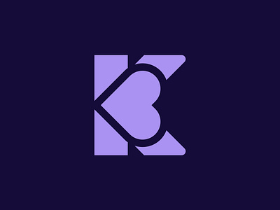 Unused K+heart logo concept brand identity branding clean concept exploration headwear heart icon k letter logo logo concept logo inspiration minimalistic modern purple typography unused concept unused logo visual identity