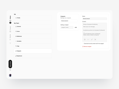 Case - Mailbox snippets setup black brutalism card colors desktop feature flat graphic design mail mailbox minimalism monochrome saas snippets ux white