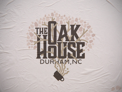 The Oak House bar beverage branches business coffee durham grow house illustration leaves lettering logo nc oak shop spill steam tree type typography