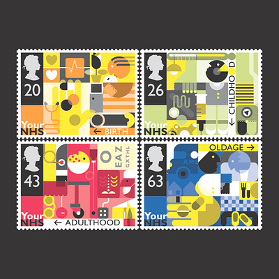 50 Years of the NHS graphicdesign illustration stamps