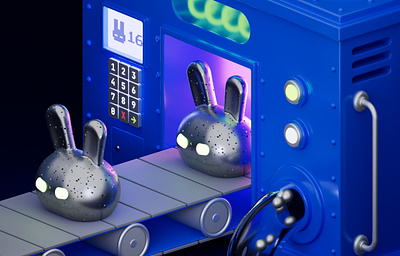 The rabbit fabric 3d arnold render c4d cinema 4d fabric graphic design illustration neon rabbit
