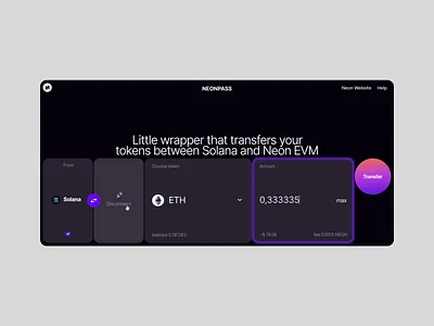 Neonpass UI (neon EVM) ethereum interactiondesign neonevm solana ui uxui webdesign