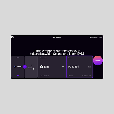 Neonpass UI (neon EVM) ethereum interactiondesign neonevm solana ui uxui webdesign