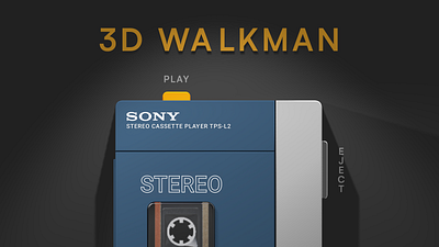 Skeumorphic 3D Retro Walkman 3d 80 90 animation audio framer interactif music play retro skeumorphic spline tape walk walkman