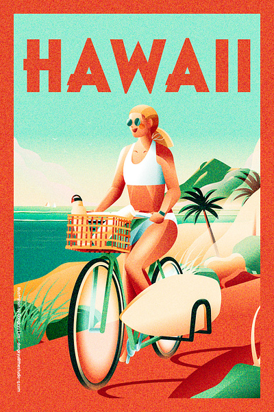 Hawaiian Surfing vibe hawaii illustration summer surfing trivel vintage